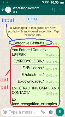 Gotodrive command, whatsapp cloud remote